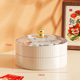 Maxbell Snack Tray with Lid Candy Bowl Divided Serving Tray for Candy Cookies Fruits 2 Tier  White