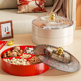 Maxbell Snack Tray with Lid Candy Bowl Divided Serving Tray for Candy Cookies Fruits 2 Tier  White