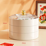 Maxbell Snack Tray with Lid Candy Bowl Divided Serving Tray for Candy Cookies Fruits 3 Tier  White