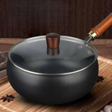 Maxbell Nonstick Wok No Coating Gas Boiling Stir Fry Pan for Restaurant Camping Home glass lid