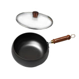 Maxbell Nonstick Wok No Coating Gas Boiling Stir Fry Pan for Restaurant Camping Home glass lid