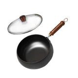 Maxbell Nonstick Wok No Coating Gas Boiling Stir Fry Pan for Restaurant Camping Home glass lid