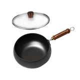 Maxbell Nonstick Wok No Coating Gas Boiling Stir Fry Pan for Restaurant Camping Home glass lid