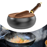 Maxbell Nonstick Wok No Coating Gas Boiling Stir Fry Pan for Restaurant Camping Home wood lid