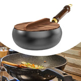 Maxbell Nonstick Wok No Coating Gas Boiling Stir Fry Pan for Restaurant Camping Home wood lid