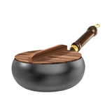 Maxbell Nonstick Wok No Coating Gas Boiling Stir Fry Pan for Restaurant Camping Home wood lid