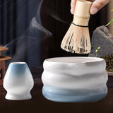 Maxbell Matcha Bowl with Whisk Holder Gift Japanese Matcha Tea Set for Matcha Powder Blue