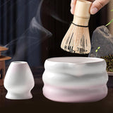 Maxbell Matcha Bowl with Whisk Holder Gift Japanese Matcha Tea Set for Matcha Powder Pink