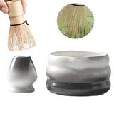 Maxbell Matcha Bowl with Whisk Holder Gift Japanese Matcha Tea Set for Matcha Powder Black