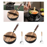 Maxbell Iron Wok Pan Sturdy Cooking Pan Flat Bottom Cookware for Induction Gas 20cm