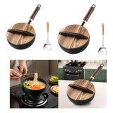 Maxbell Iron Wok Pan Sturdy Cooking Pan Flat Bottom Cookware for Induction Gas 20cm