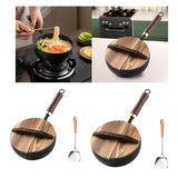 Maxbell Iron Wok Pan Sturdy Cooking Pan Flat Bottom Cookware for Induction Gas 20cm