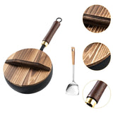 Maxbell Iron Wok Pan Sturdy Cooking Pan Flat Bottom Cookware for Induction Gas 20cm