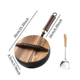 Maxbell Iron Wok Pan Sturdy Cooking Pan Flat Bottom Cookware for Induction Gas 20cm