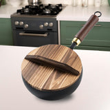 Maxbell Iron Wok Pan Sturdy Cooking Pan Flat Bottom Cookware for Induction Gas 20cm