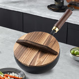 Maxbell Iron Wok Pan Sturdy Cooking Pan Flat Bottom Cookware for Induction Gas 24cm