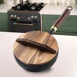 Maxbell Iron Wok Pan Sturdy Cooking Pan Flat Bottom Cookware for Induction Gas 24cm