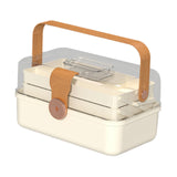 Maxbell Family First Aid Medical Box with Handle First Aid Case Hiking Workplace Car light brown