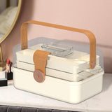 Maxbell Family First Aid Medical Box with Handle First Aid Case Hiking Workplace Car light brown