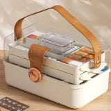 Maxbell Family First Aid Medical Box with Handle First Aid Case Hiking Workplace Car light brown