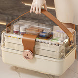 Maxbell Family First Aid Medical Box with Handle First Aid Case Hiking Workplace Car light brown