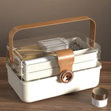 Maxbell Family First Aid Medical Box with Handle First Aid Case Hiking Workplace Car light brown