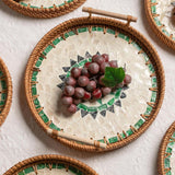 Maxbell 3 Pieces Rattan Serving Tray Woven Platter with Handles for Tea Parties Home