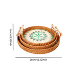 Maxbell 3 Pieces Rattan Serving Tray Woven Platter with Handles for Tea Parties Home