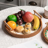 Maxbell 3 Pieces Rattan Serving Tray Woven Platter with Handles for Tea Parties Home