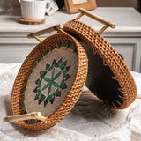 Maxbell 3 Pieces Rattan Serving Tray Woven Platter with Handles for Tea Parties Home