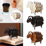 Maxbell Wood Coasters Table Decor Non Slip Gifts Sheep Shaped Coasters for Mugs Cups Wood