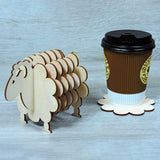 Maxbell Wood Coasters Table Decor Non Slip Gifts Sheep Shaped Coasters for Mugs Cups Wood