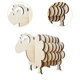 Maxbell Wood Coasters Table Decor Non Slip Gifts Sheep Shaped Coasters for Mugs Cups Wood