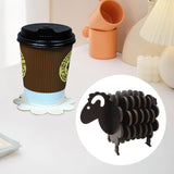 Maxbell Wood Coasters Table Decor Non Slip Gifts Sheep Shaped Coasters for Mugs Cups Black