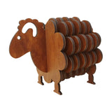Maxbell Wood Coasters Table Decor Non Slip Gifts Sheep Shaped Coasters for Mugs Cups Brown
