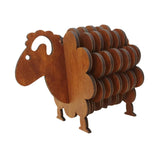 Maxbell Wood Coasters Table Decor Non Slip Gifts Sheep Shaped Coasters for Mugs Cups Brown