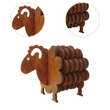 Maxbell Wood Coasters Table Decor Non Slip Gifts Sheep Shaped Coasters for Mugs Cups Brown