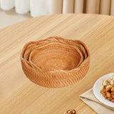 Maxbell 3Pcs Rattan Fruit Basket Rattan Storage Bowl for Dining Table Home Breakfast
