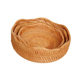 Maxbell 3Pcs Rattan Fruit Basket Rattan Storage Bowl for Dining Table Home Breakfast