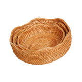 Maxbell 3Pcs Rattan Fruit Basket Rattan Storage Bowl for Dining Table Home Breakfast