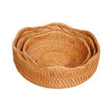 Maxbell 3Pcs Rattan Fruit Basket Rattan Storage Bowl for Dining Table Home Breakfast