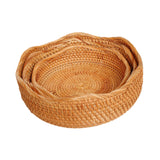 Maxbell 3Pcs Rattan Fruit Basket Rattan Storage Bowl for Dining Table Home Breakfast