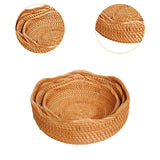 Maxbell 3Pcs Rattan Fruit Basket Rattan Storage Bowl for Dining Table Home Breakfast