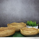 Maxbell 3Pcs Rattan Fruit Basket Rattan Storage Bowl for Dining Table Home Breakfast