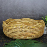 Maxbell 3Pcs Rattan Fruit Basket Rattan Storage Bowl for Dining Table Home Breakfast