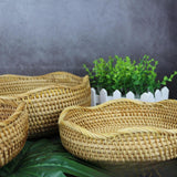 Maxbell 3Pcs Rattan Fruit Basket Rattan Storage Bowl for Dining Table Home Breakfast