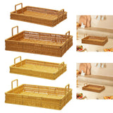Maxbell Woven Serving Tray Portable Tea Tray Storage Tray for Snack Dinner Breakfast Large Brown