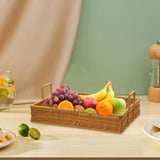 Maxbell Woven Serving Tray Portable Tea Tray Storage Tray for Snack Dinner Breakfast Large Brown