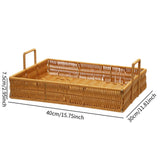 Maxbell Woven Serving Tray Portable Tea Tray Storage Tray for Snack Dinner Breakfast Large Brown