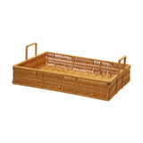 Maxbell Woven Serving Tray Portable Tea Tray Storage Tray for Snack Dinner Breakfast Large Brown